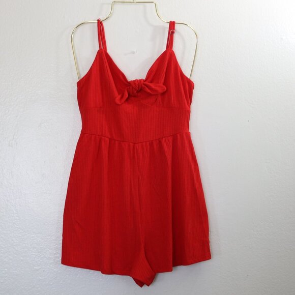 Xhilaration Red Ribbed Romper w/ Bow Detail | Size Small ❤️👗 - Picture 3 of 8
